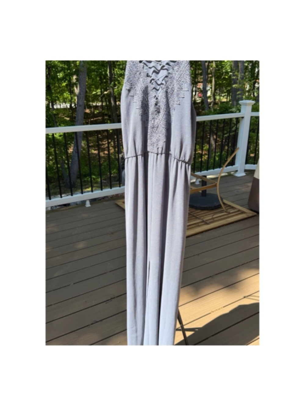 Women's WAYF Gray Lace-Up Maxi Dress - Size M (EUC) - Picture 2 of 5